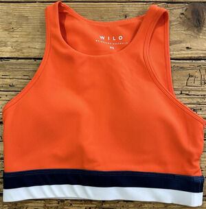 Wilo The Label Sports Bra Orange/Navy Sz XS NWT